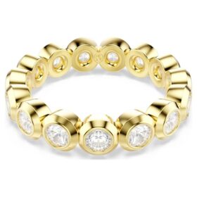 Imber-Ring, Rundschliff, weiss, vergoldet