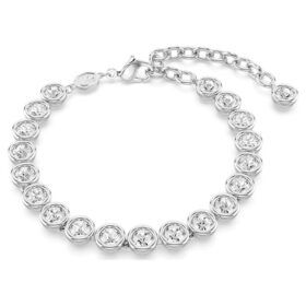 Imber Tennisarmband mit rundgeschliffenen Kristallen, weiss, rhodiniert