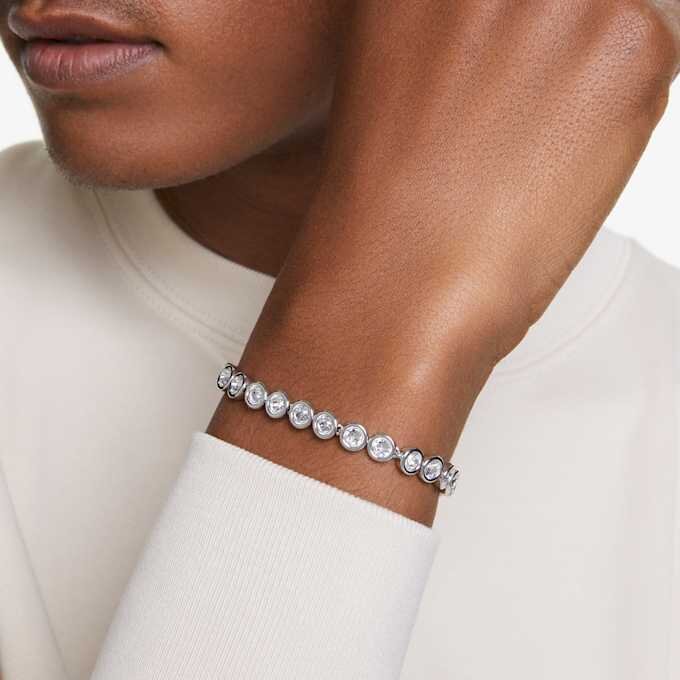 Imber Tennisarmband mit rundgeschliffenen Kristallen, weiss, rhodiniert Imber Tennisarmband mit rundgeschliffenen Kristallen, weiss, rhodiniert