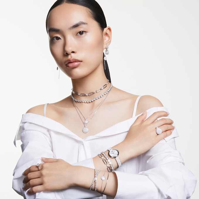 Imber Tennisarmband mit rundgeschliffenen Kristallen, weiss, rhodiniert Imber Tennisarmband mit rundgeschliffenen Kristallen, weiss, rhodiniert