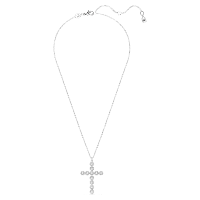 Insigne-Anhänger mit gemischten Schliffen, Kreuz, weiss, rhodiniert Insigne-Anhänger mit gemischten Schliffen, Kreuz, weiss, rhodiniert
