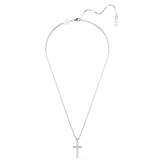 Insigne-Anhänger Pavé, Kreuz, weiss, rhodiniert Insigne-Anhänger Pavé, Kreuz, weiss, rhodiniert