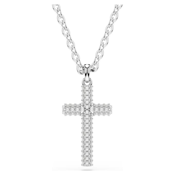 Insigne-Anhänger Pavé, Kreuz, weiss, rhodiniert Insigne-Anhänger Pavé, Kreuz, weiss, rhodiniert