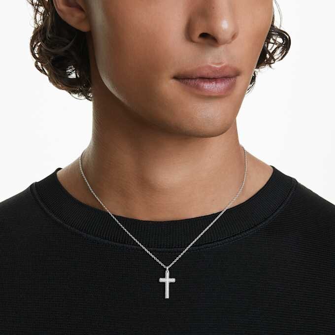 Insigne-Anhänger Pavé, Kreuz, weiss, rhodiniert Insigne-Anhänger Pavé, Kreuz, weiss, rhodiniert