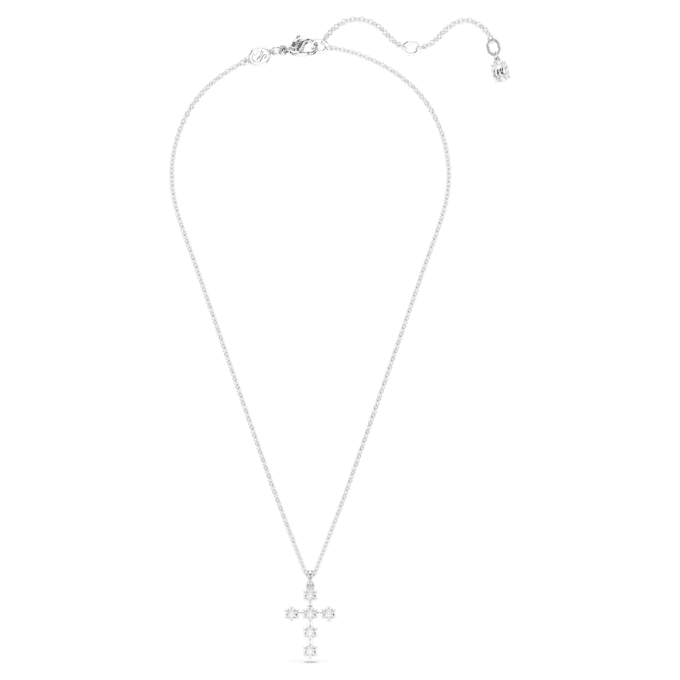 Insigne-Anhänger, Rundschliff, Kreuz, weiss, rhodiniert Insigne-Anhänger, Rundschliff, Kreuz, weiss, rhodiniert