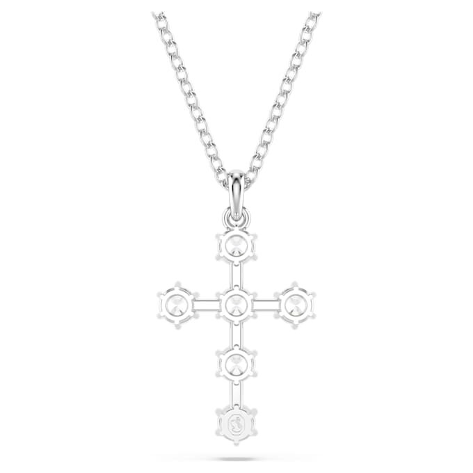 Insigne-Anhänger, Rundschliff, Kreuz, weiss, rhodiniert Insigne-Anhänger, Rundschliff, Kreuz, weiss, rhodiniert