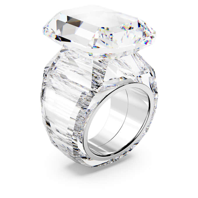 Lucent Cocktailring, Achtkant-Schliff, weiss Lucent Cocktailring, Achtkant-Schliff, weiss