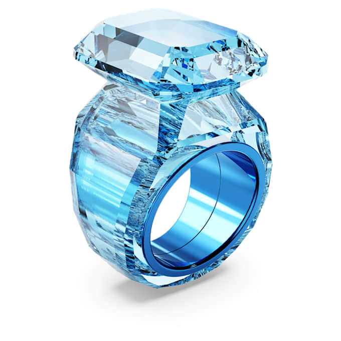 Lucent Cocktailring mit Achtkant-Schliff, blau Lucent Cocktailring mit Achtkant-Schliff, blau