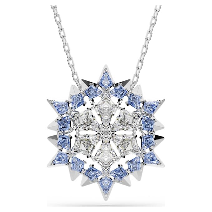 Magic-Anhänger und Brosche «Schneeflocke», blau, rhodiniert Magic-Anhänger und Brosche «Schneeflocke», blau, rhodiniert
