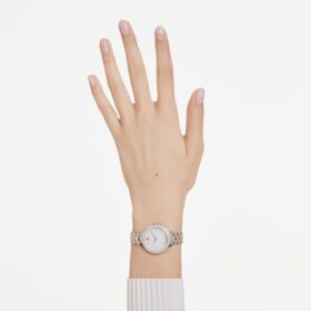 Matrix 3-Link-Uhr Swiss Made, Metallarmband, silberfarben, roségoldfarbenes Finish