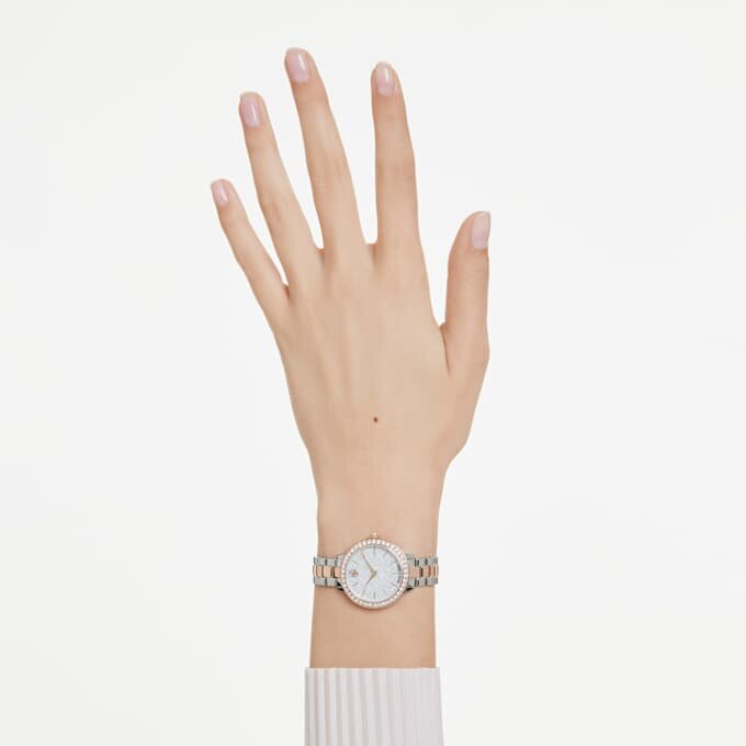 Matrix 3-Link-Uhr Swiss Made, Metallarmband, silberfarben, roségoldfarbenes Finish Matrix 3-Link-Uhr Swiss Made, Metallarmband, silberfarben, roségoldfarbenes Finish