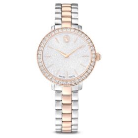 Matrix 3-Link-Uhr Swiss Made, Metallarmband, silberfarben, roségoldfarbenes Finish