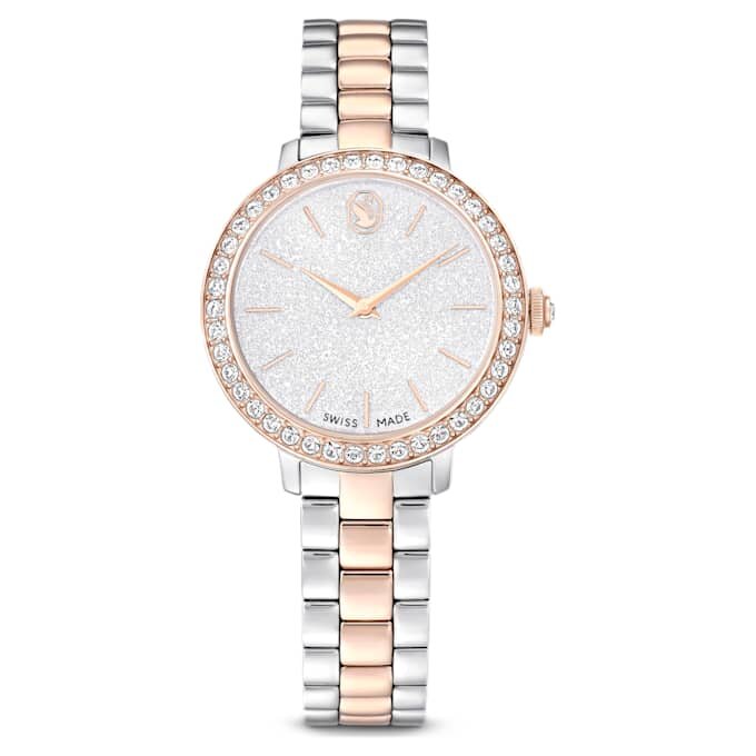 Matrix 3-Link-Uhr Swiss Made, Metallarmband, silberfarben, roségoldfarbenes Finish Matrix 3-Link-Uhr Swiss Made, Metallarmband, silberfarben, roségoldfarbenes Finish
