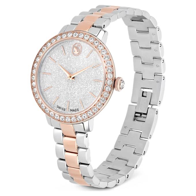 Matrix 3-Link-Uhr Swiss Made, Metallarmband, silberfarben, roségoldfarbenes Finish Matrix 3-Link-Uhr Swiss Made, Metallarmband, silberfarben, roségoldfarbenes Finish