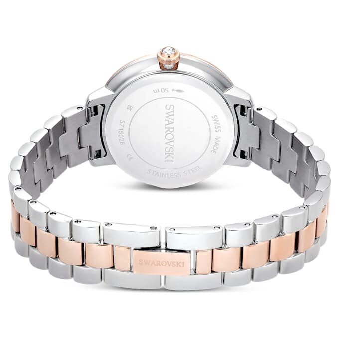 Matrix 3-Link-Uhr Swiss Made, Metallarmband, silberfarben, roségoldfarbenes Finish Matrix 3-Link-Uhr Swiss Made, Metallarmband, silberfarben, roségoldfarbenes Finish