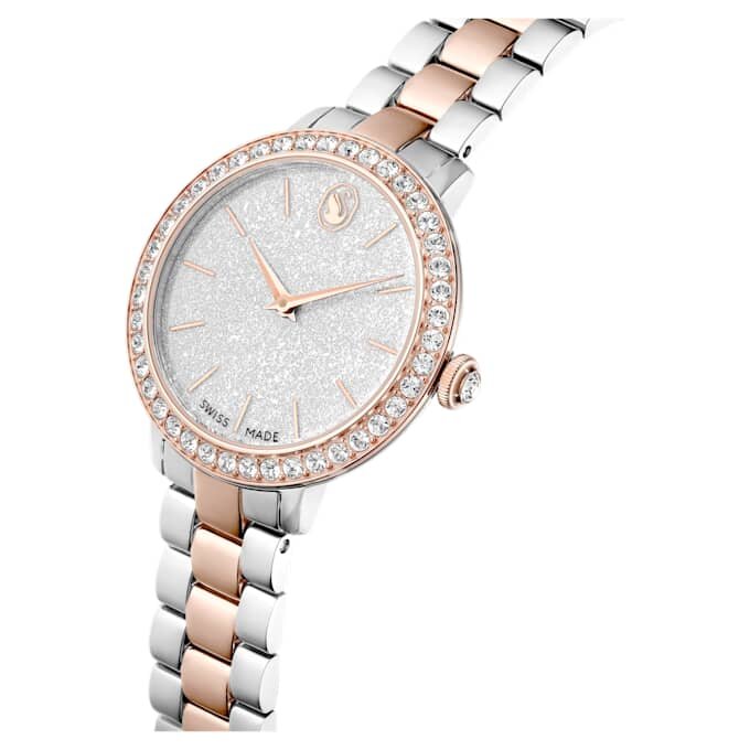 Matrix 3-Link-Uhr Swiss Made, Metallarmband, silberfarben, roségoldfarbenes Finish Matrix 3-Link-Uhr Swiss Made, Metallarmband, silberfarben, roségoldfarbenes Finish