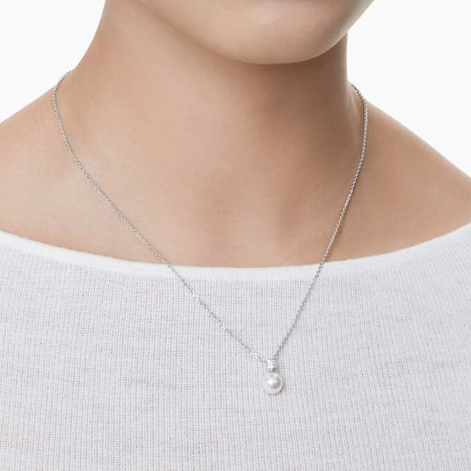 Matrix-Anhänger Kristallperle, Rundschliff, weiss, rhodiniert Matrix-Anhänger Kristallperle, Rundschliff, weiss, rhodiniert