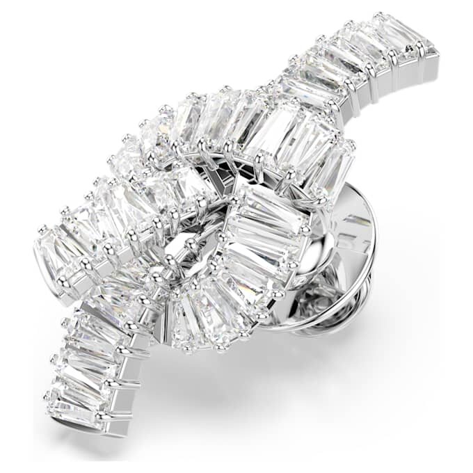 Matrix Anstecknadel Baguette-Schliff, Knoten, weiss, rhodiniert Matrix Anstecknadel Baguette-Schliff, Knoten, weiss, rhodiniert