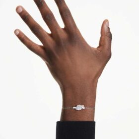 Matrix-Armband im Baguette-Schliff, Knoten, weiss, rhodiniert