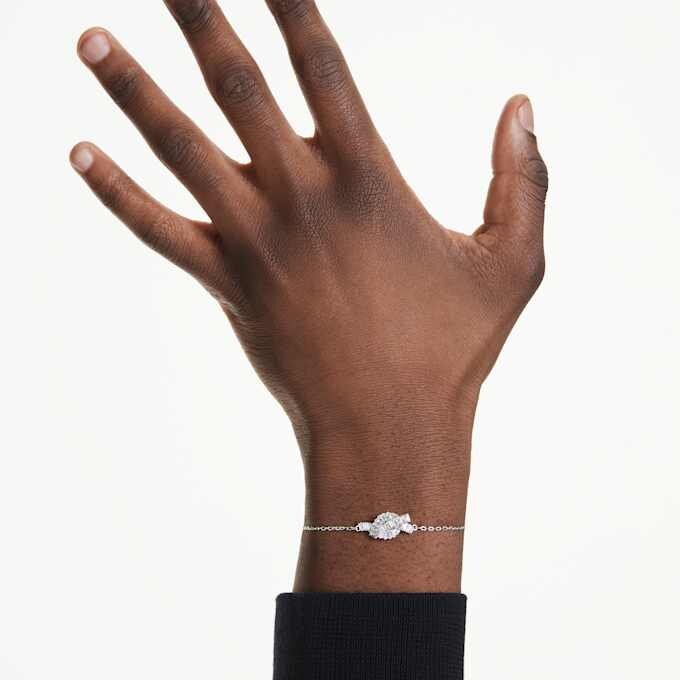 Matrix-Armband im Baguette-Schliff, Knoten, weiss, rhodiniert Matrix-Armband im Baguette-Schliff, Knoten, weiss, rhodiniert