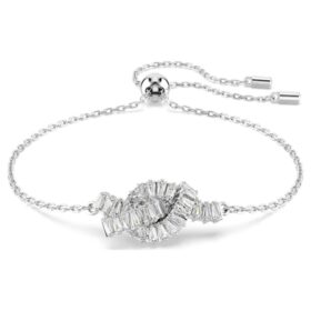 Matrix-Armband im Baguette-Schliff, Knoten, weiss, rhodiniert