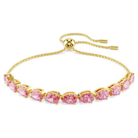 Matrix-Armband im Birnenschliff, rosa, vergoldet