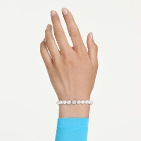 Matrix-Armband Kristallperle, weiss, rhodiniert