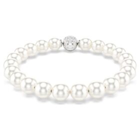 Matrix-Armband Kristallperle, weiss, rhodiniert
