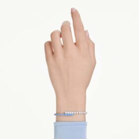 Matrix-Armband mit gemischten Schliffen, blau, rhodiniert