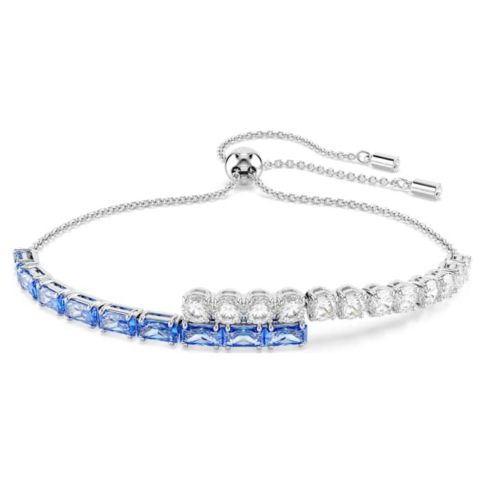Matrix-Armband mit gemischten Schliffen, blau, rhodiniert Matrix-Armband mit gemischten Schliffen, blau, rhodiniert