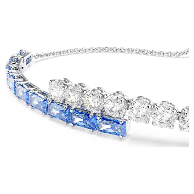 Matrix-Armband mit gemischten Schliffen, blau, rhodiniert Matrix-Armband mit gemischten Schliffen, blau, rhodiniert