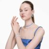 Matrix-Halskette mit gemischten Schliffen, blau, rhodiniert Matrix-Halskette mit gemischten Schliffen, blau, rhodiniert