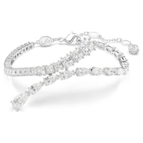 Matrix-Armband mit gemischten Schliffen, weiss, rhodiniert