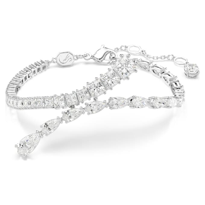 Matrix-Armband mit gemischten Schliffen, weiss, rhodiniert Matrix-Armband mit gemischten Schliffen, weiss, rhodiniert