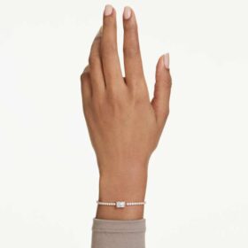 Matrix-Armband mit gemischten Schliffen, weiss, roségoldfarben plattiert