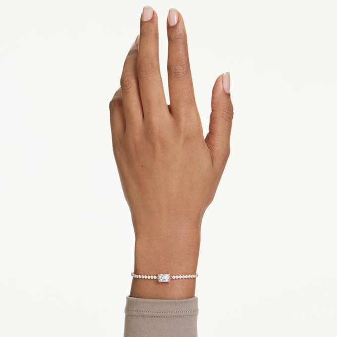 Matrix-Armband mit gemischten Schliffen, weiss, roségoldfarben plattiert Matrix-Armband mit gemischten Schliffen, weiss, roségoldfarben plattiert