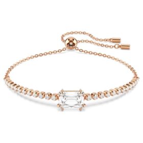 Matrix-Armband mit gemischten Schliffen, weiss, roségoldfarben plattiert