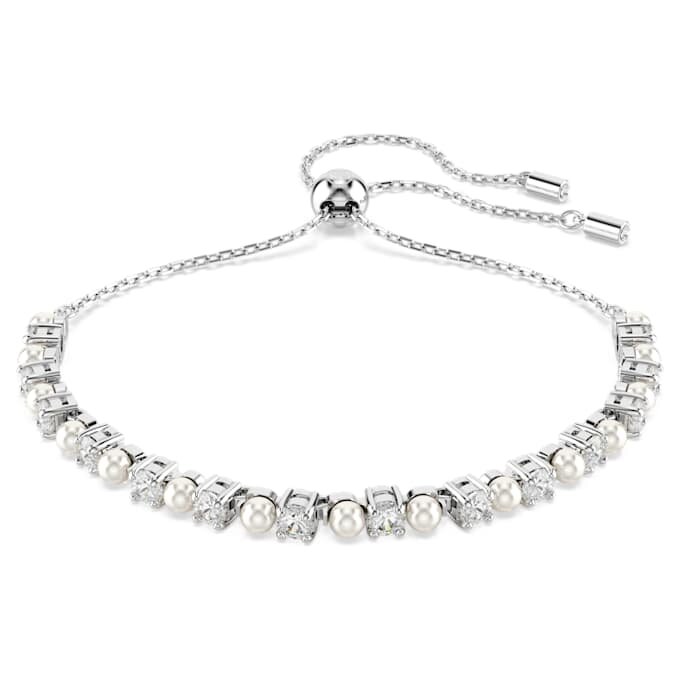 Matrix-Armband mit Kristallperle, Rundschliff, weiss, rhodiniert Matrix-Armband mit Kristallperle, Rundschliff, weiss, rhodiniert