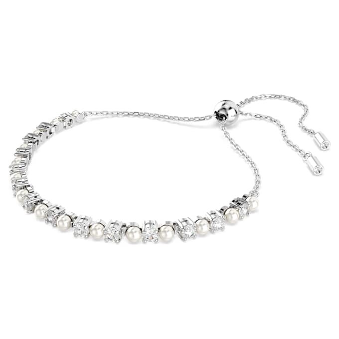 Matrix-Armband mit Kristallperle, Rundschliff, weiss, rhodiniert Matrix-Armband mit Kristallperle, Rundschliff, weiss, rhodiniert