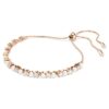 Matrix-Armband mit Kristallperlen, runde Schliffe, weiss, roségoldfarben plattiert Matrix-Armband mit Kristallperlen, runde Schliffe, weiss, roségoldfarben plattiert