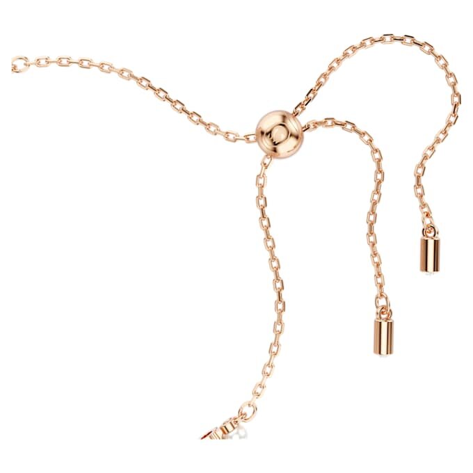Matrix-Armband mit Kristallperlen, runde Schliffe, weiss, roségoldfarben plattiert Matrix-Armband mit Kristallperlen, runde Schliffe, weiss, roségoldfarben plattiert