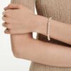 Matrix-Armband mit Kristallperlen, Rundschliff, weiss, vergoldet