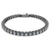 Matrix-Armband mit rundgeschliffenen Steinen, grau, rutheniumbeschichtet Matrix-Armband mit rundgeschliffenen Steinen, grau, rutheniumbeschichtet