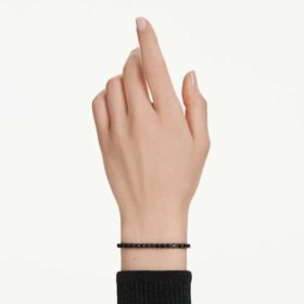 Matrix-Armband mit rundgeschliffenen Steinen, schwarz, rutheniumbeschichtet