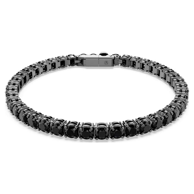 Matrix-Armband mit rundgeschliffenen Steinen, schwarz, rutheniumbeschichtet Matrix-Armband mit rundgeschliffenen Steinen, schwarz, rutheniumbeschichtet