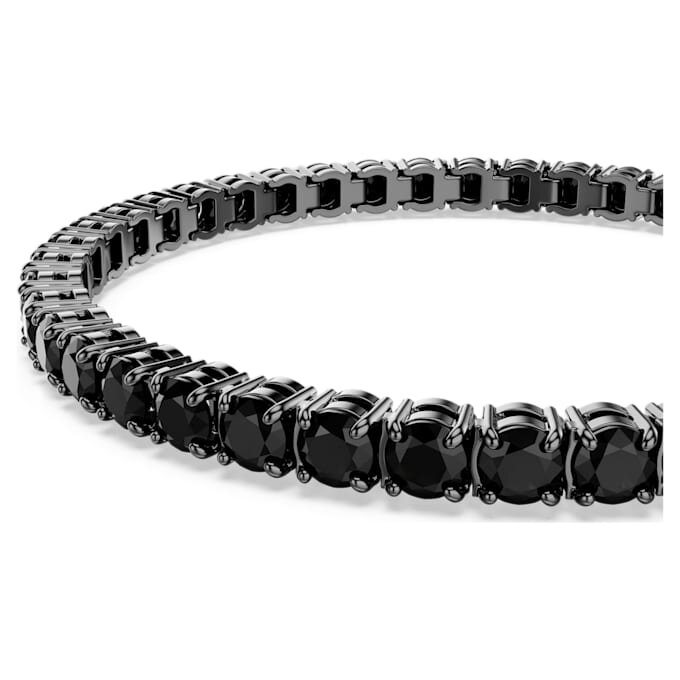 Matrix-Armband mit rundgeschliffenen Steinen, schwarz, rutheniumbeschichtet Matrix-Armband mit rundgeschliffenen Steinen, schwarz, rutheniumbeschichtet