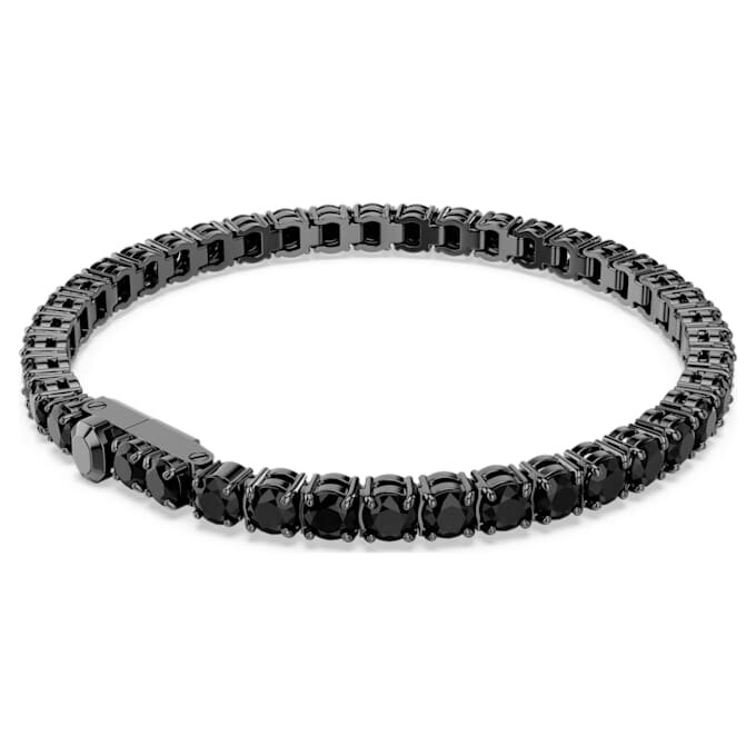 Matrix-Armband mit rundgeschliffenen Steinen, schwarz, rutheniumbeschichtet Matrix-Armband mit rundgeschliffenen Steinen, schwarz, rutheniumbeschichtet