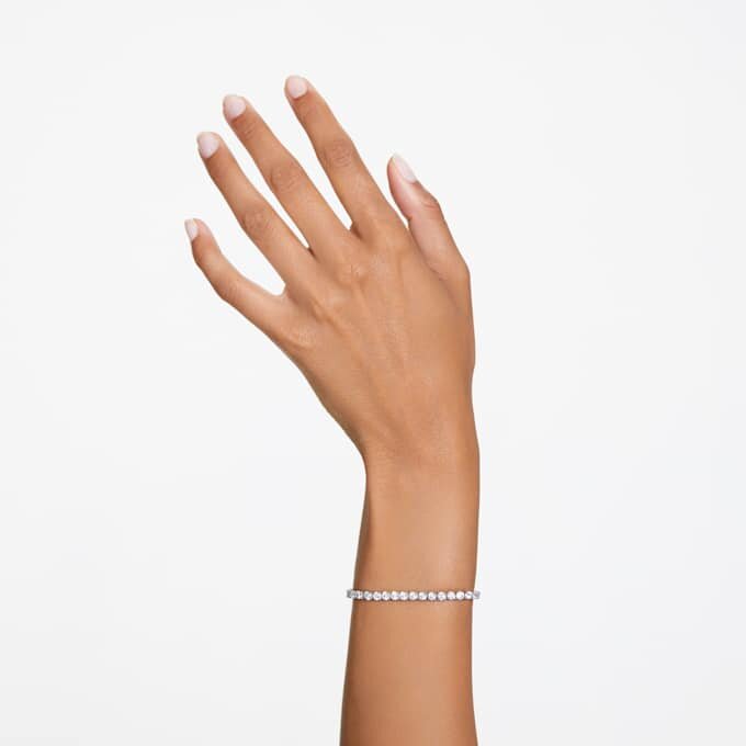 Matrix-Armband, Rundschliff, weiss, rhodiniert Matrix-Armband, Rundschliff, weiss, rhodiniert