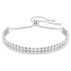 Matrix-Armband, Rundschliff, weiss, rhodiniert