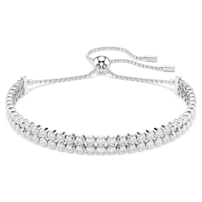 Matrix-Armband, Rundschliff, weiss, rhodiniert Matrix-Armband, Rundschliff, weiss, rhodiniert